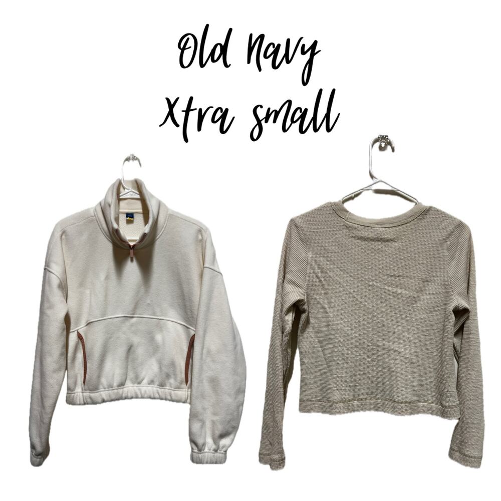 Old Navy XS Fleece zip sweatshirt / Thermal long sleeve shirt Bundle